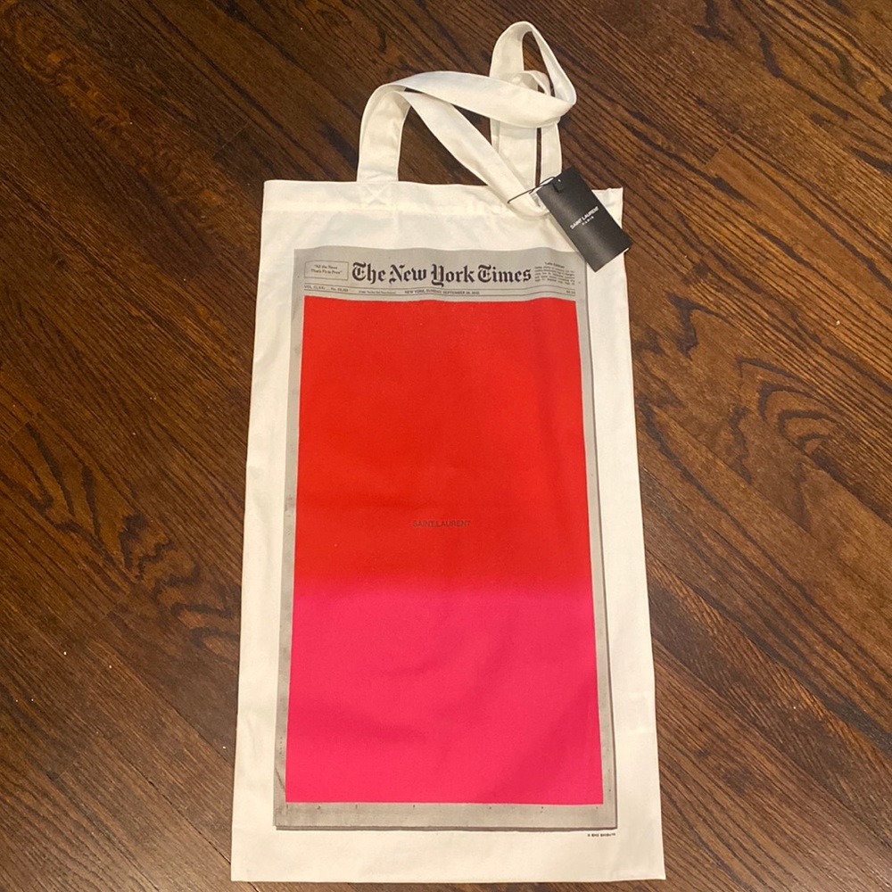 Saint Laurent x Sho Shibuya exclusive print tote bag New York Times Art Basel